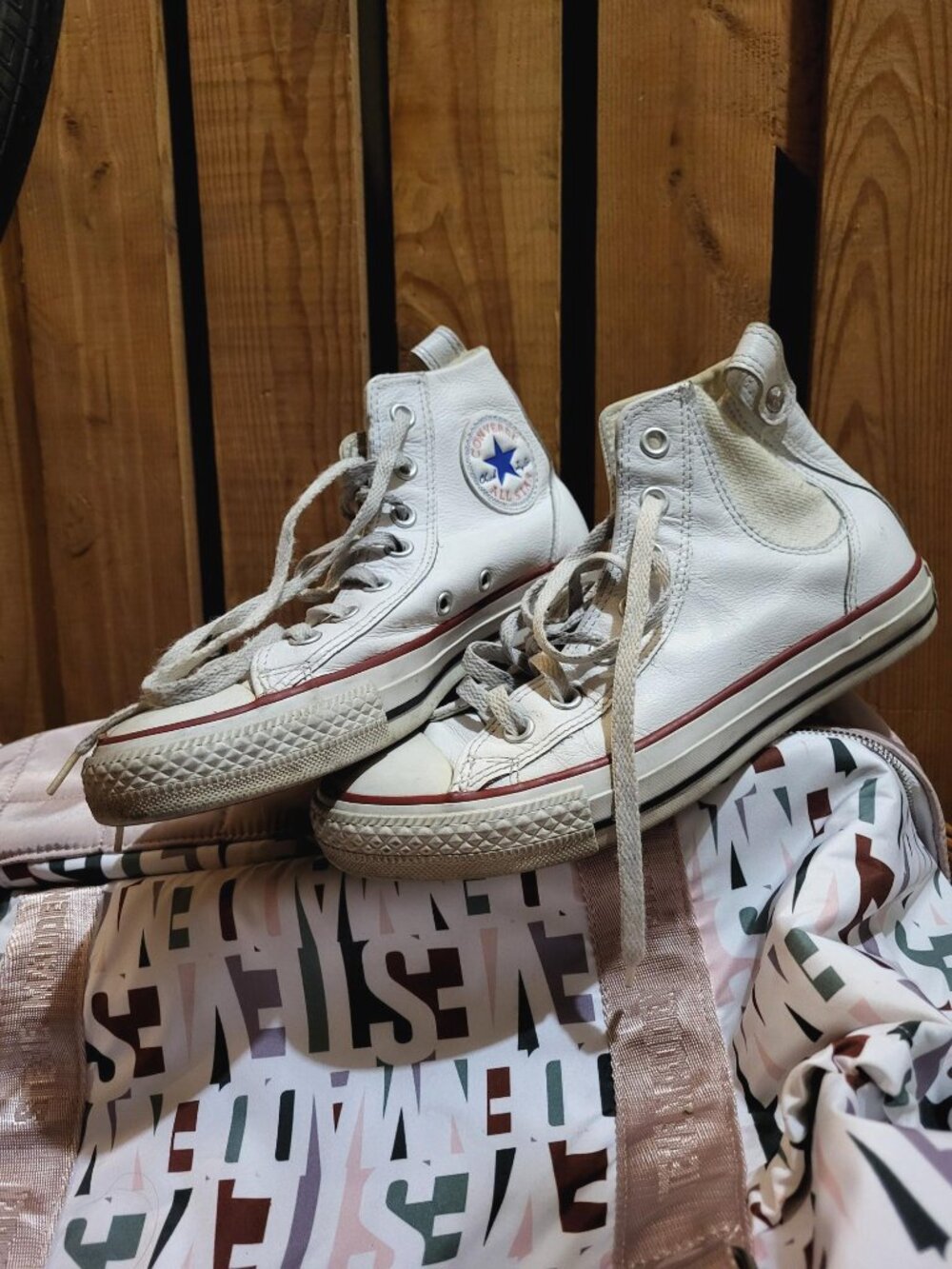 Original Converse All Star Chuck Taylor White Leather Sneakers Size 5.5 Hi Top